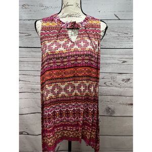 Eneworld medium sleeveless pink/orange blouse that flows longer on sides - 2722‎